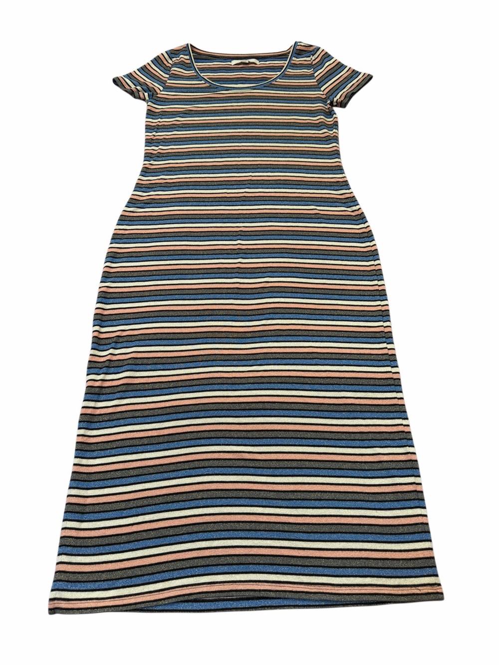 LOFT Striped Scoop Maxi Dress in Blue, Tan and White
